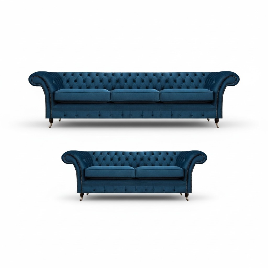 Send Chesterfield furniture designer 3-seater modern two-seater 2-piece.