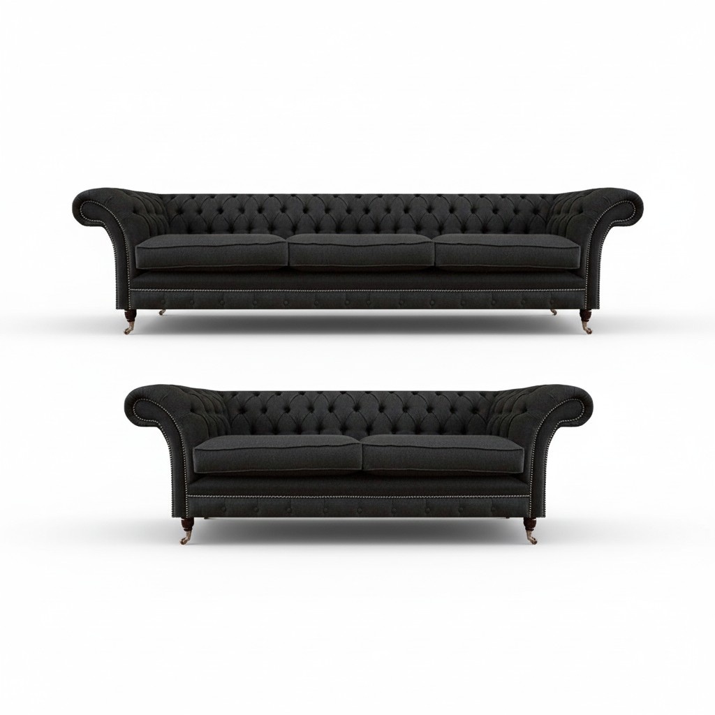 Send Chesterfield couch set modern 3-seater upholstered two-seater.