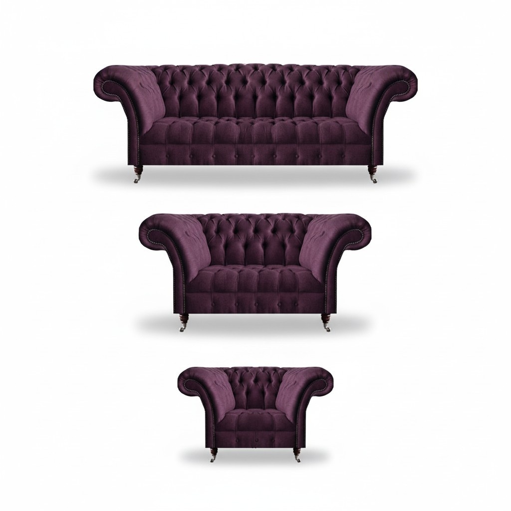 Send Chesterfield sofas designer upholstered couches living room furniture 3-piece set.