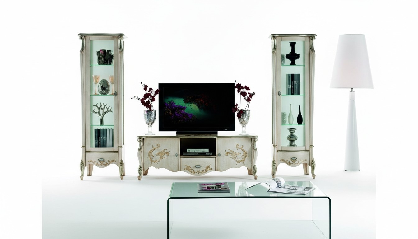 Chic set of 3 pieces Rtv with 2x showcase Italian furniture classic style