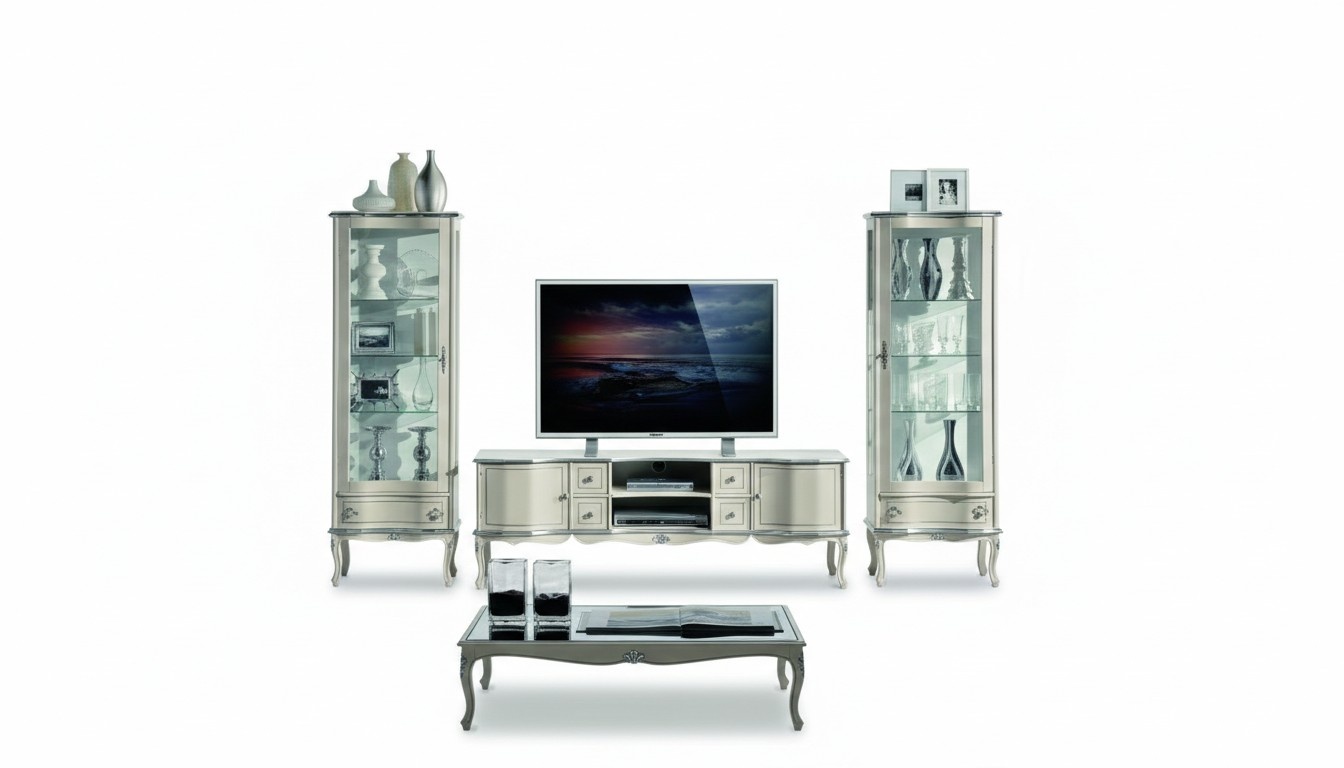 Chic set of 3 pieces Rtv with 2x showcase Italian furniture wall unit