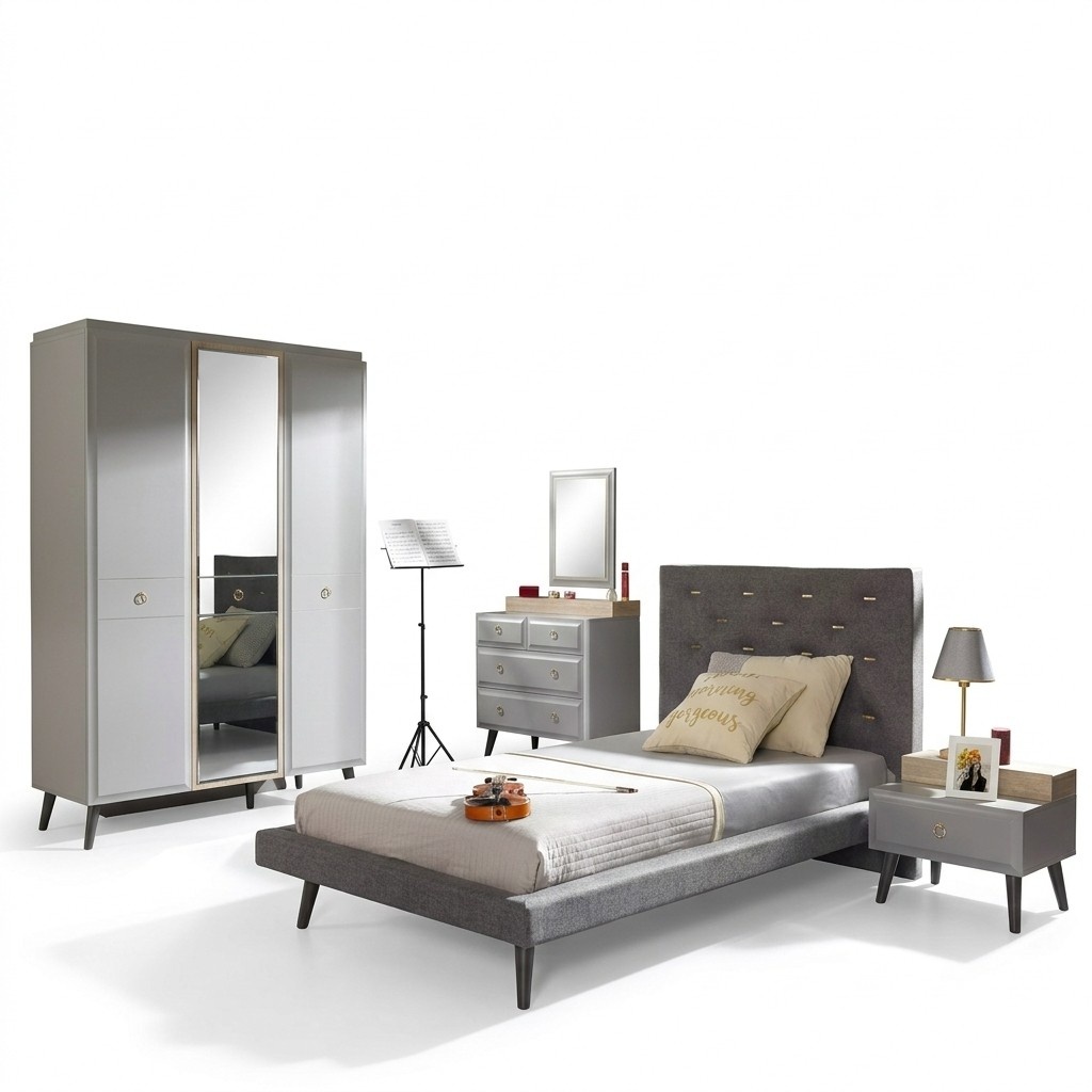 Children\'s furniture bed complete youth bed children\'s room wood grey set 4 pcs