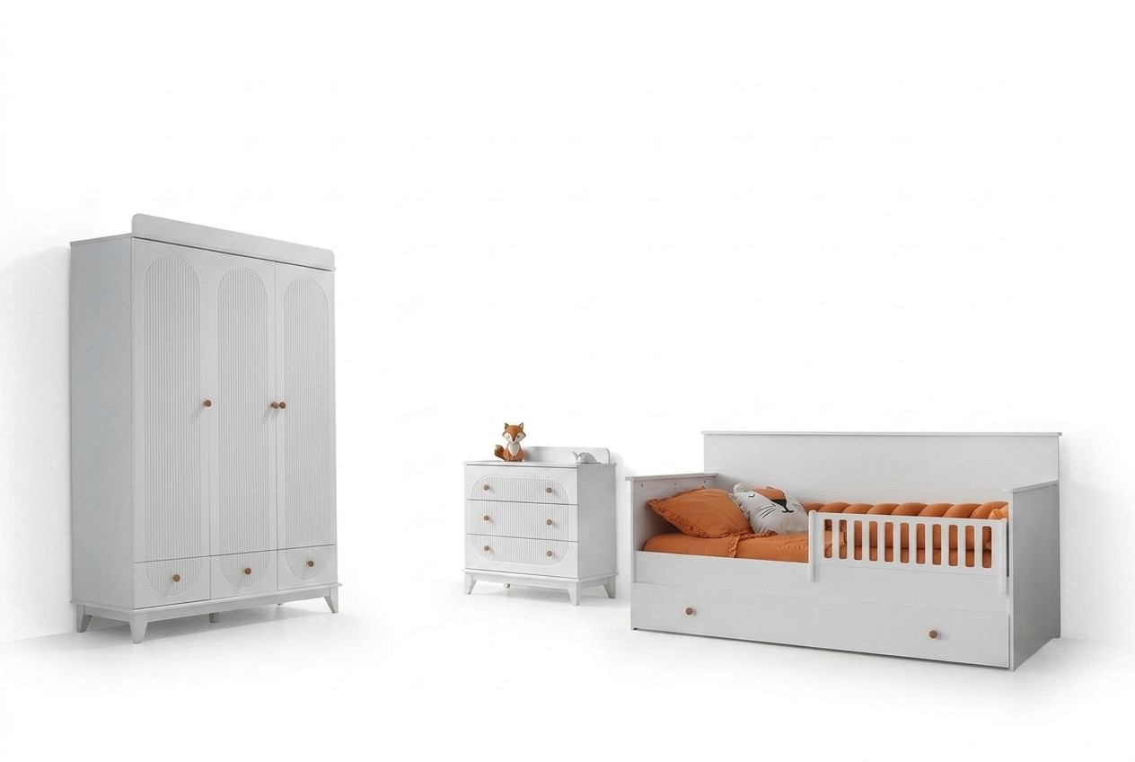 Children\'s Room Modern Set Children\'s Bed Wardrobe Chest of Drawers Bedroom New