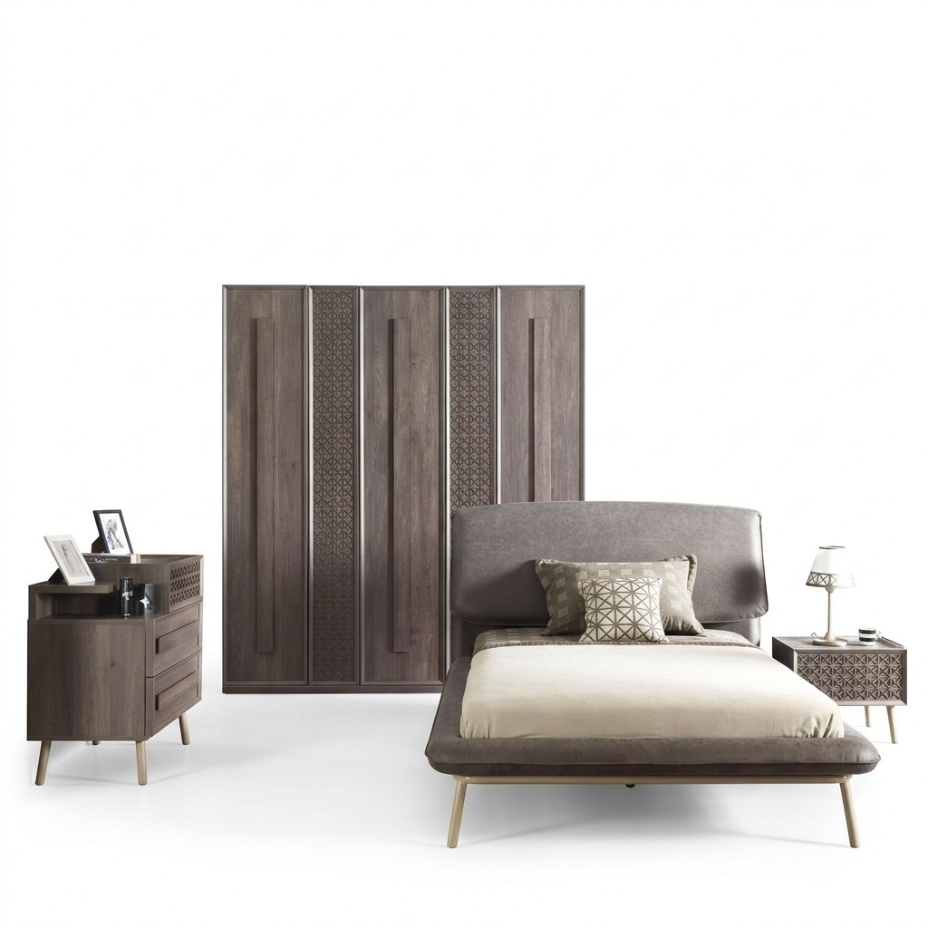 Children\'s room set youth bed children\'s furniture bed wood grey set 5 pcs