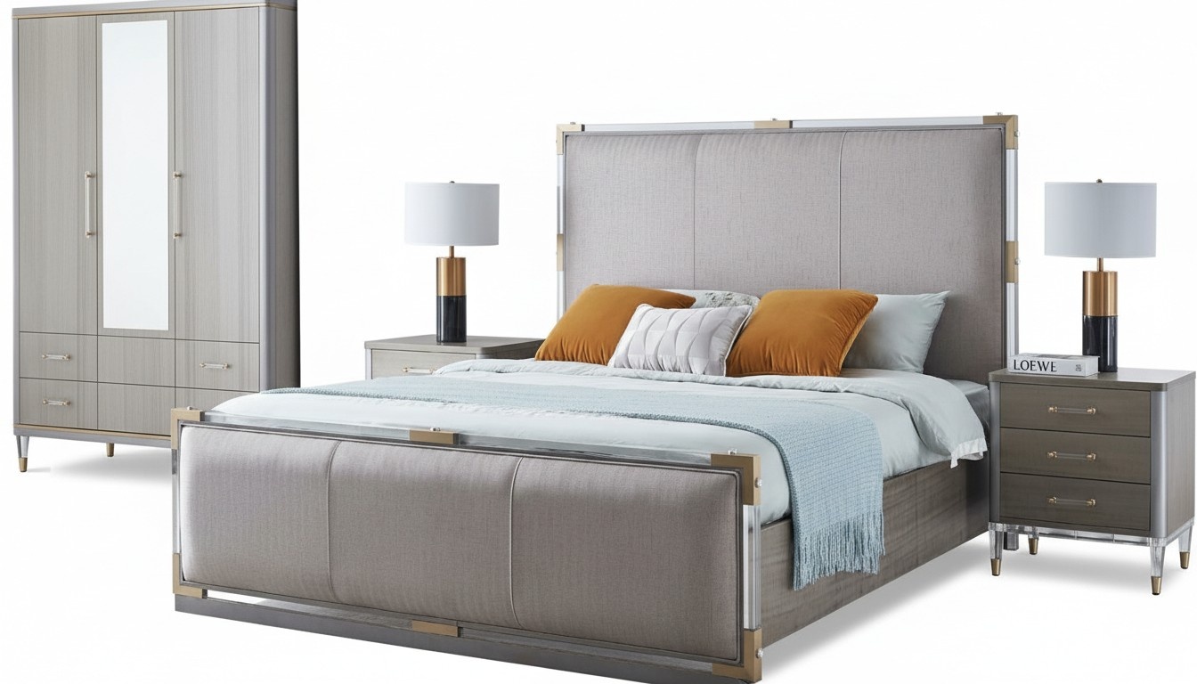 Classic 3 Piece Bedroom Set Classic Bed + Bedside Table Double Bed New