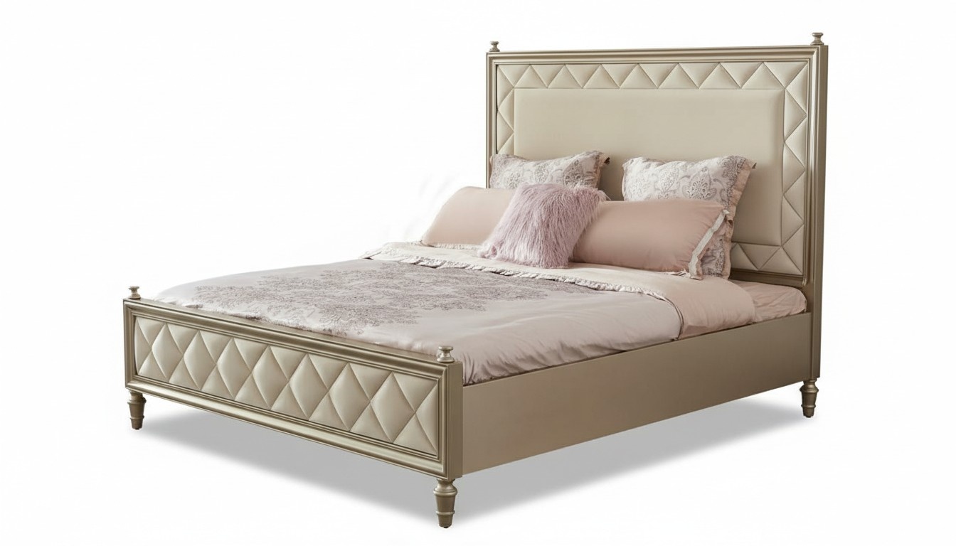 Classic Bed Double Bed Designer Leather Hotel Upholstery Beds Textile Marriage New
