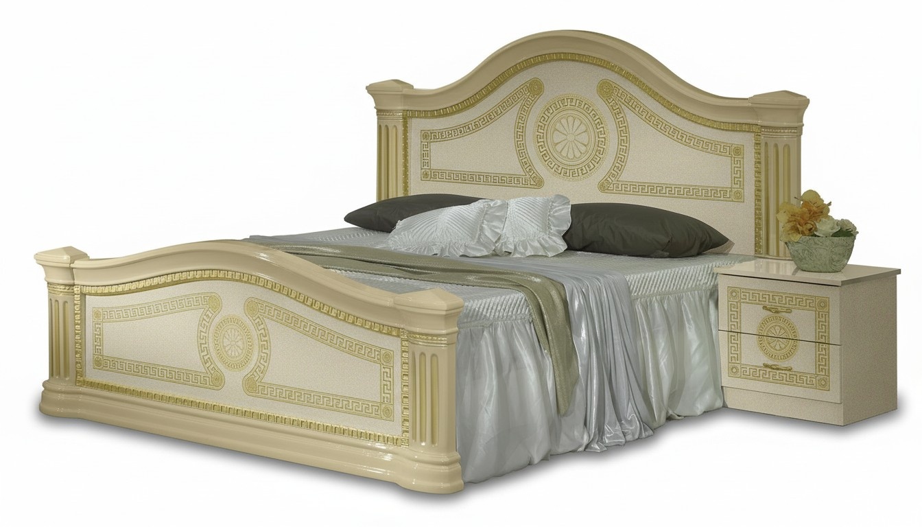 Antique empire style massive marriage double bed made of real wooden frame