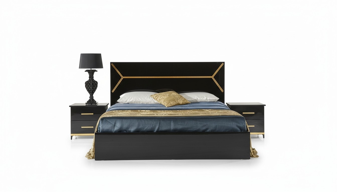 Modern style set of luxury 2x-bedside tables & massive double bed for your bedroom