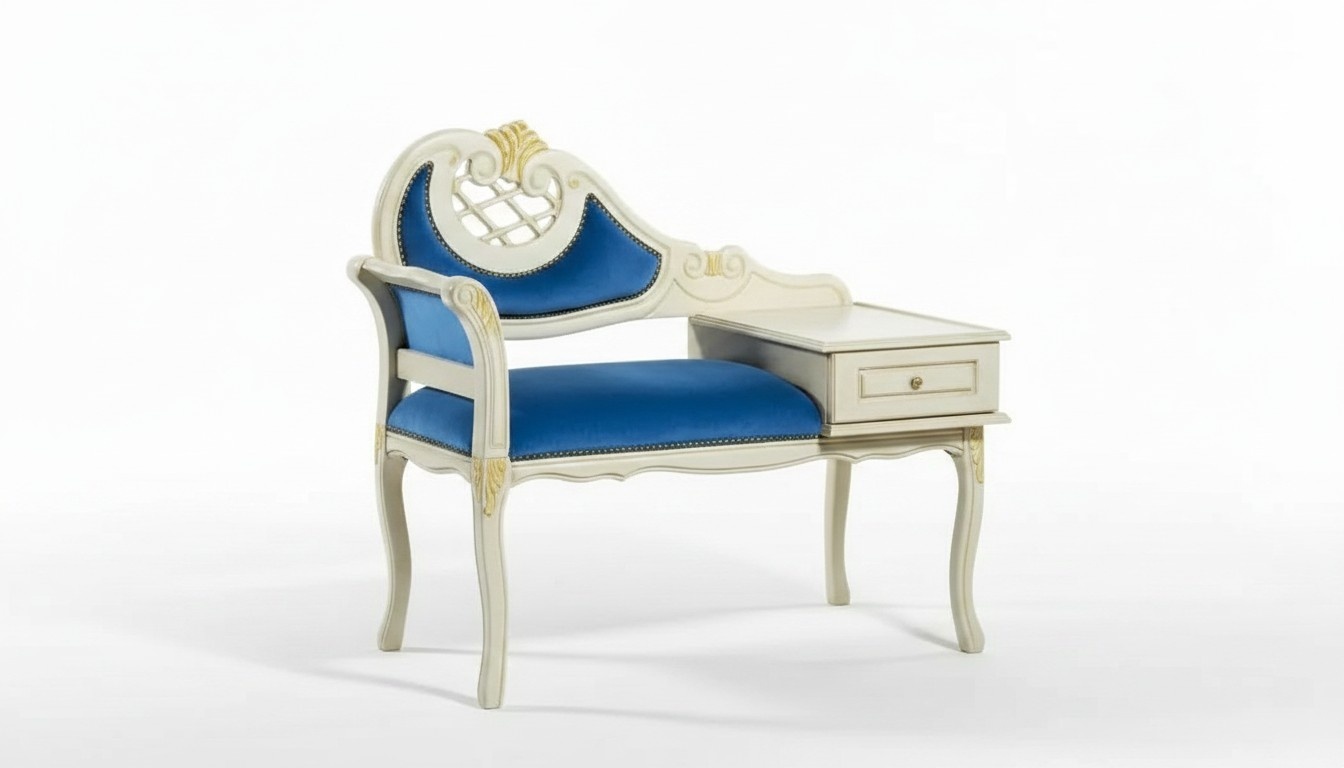 Classic bench blue bench luxury seating fabric textile new seat