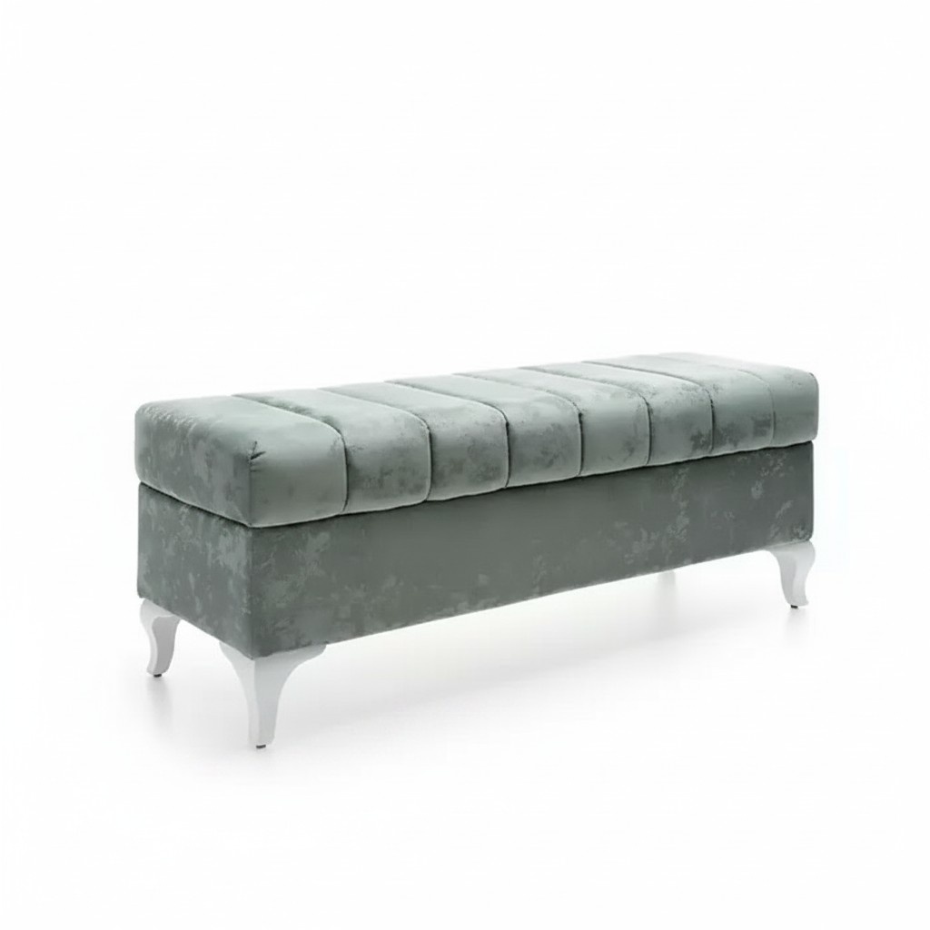 Classic Bench Design Ottoman Seat Stool Two-Seater Textile Footstool