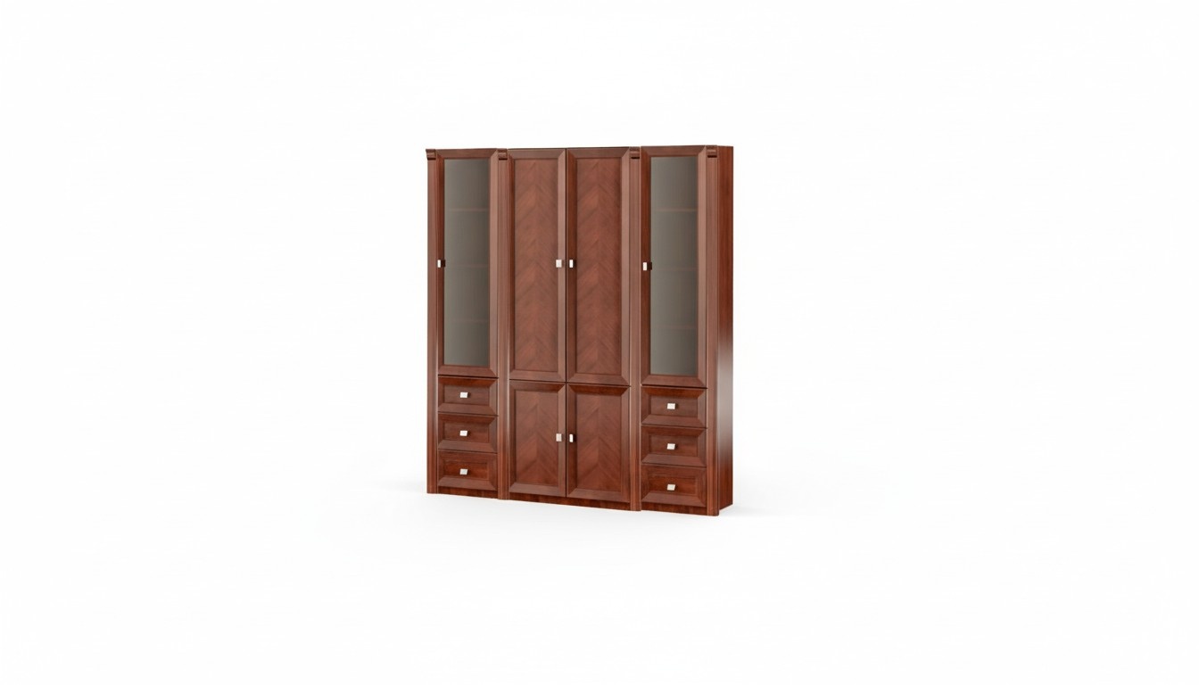 Classic brown office cabinet exclusive glass cabinet elegant wooden shelves