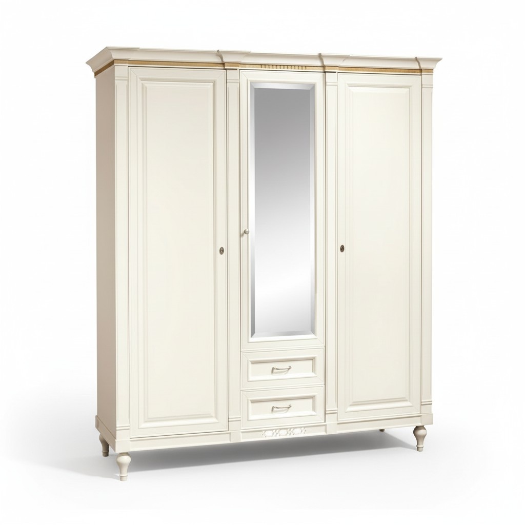 Classic wardrobe closet solid country house large mirror cabinet FL-D3