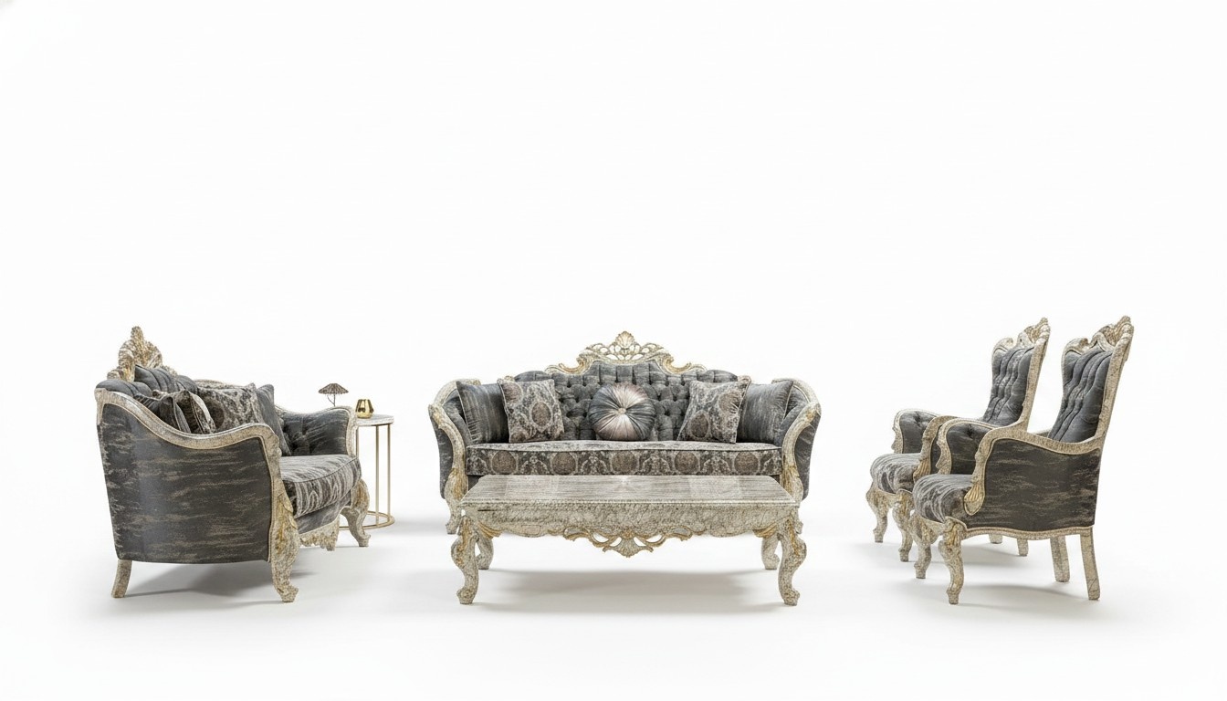 Baroque Chesterfield sofa set 5 pieces