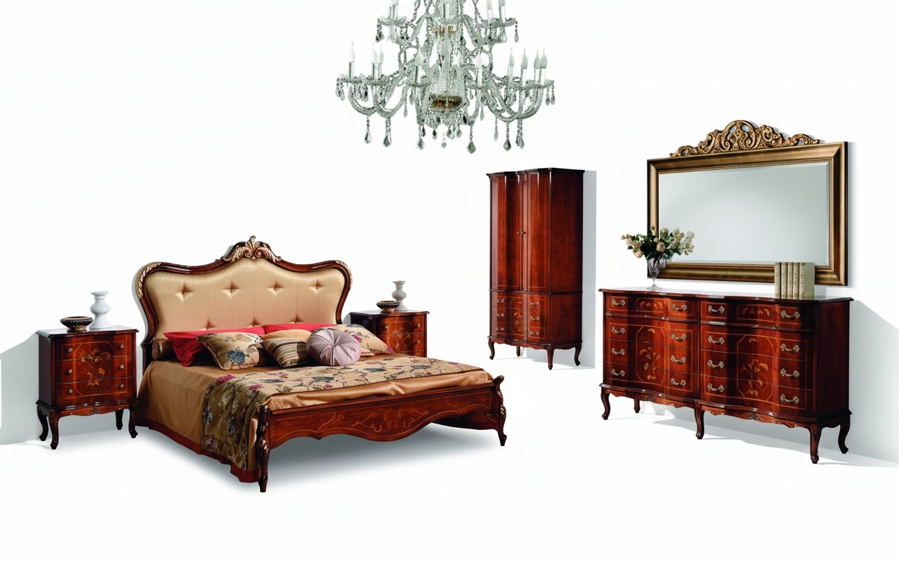 Classic Chesterfield bed Furniture Swarovski stones Double upholstered beds New