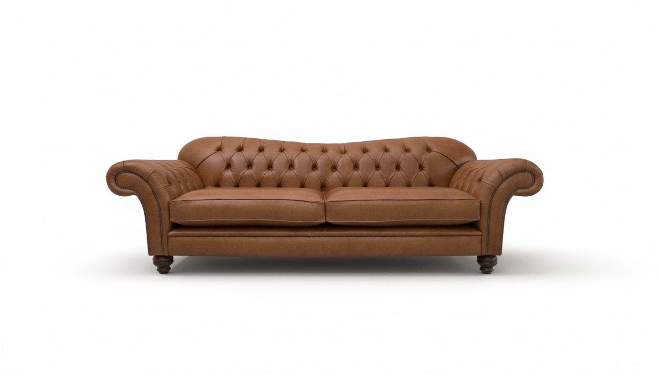 Classic Sofa 3-Seater Chesterfield Brown Couch Faux Leather Upholstered New