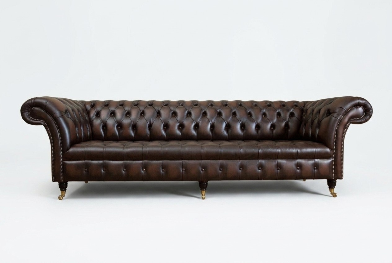 Classic Chesterfield Leather Upholstery Luxury Sofa Design Couch Sofas 4 Seater New