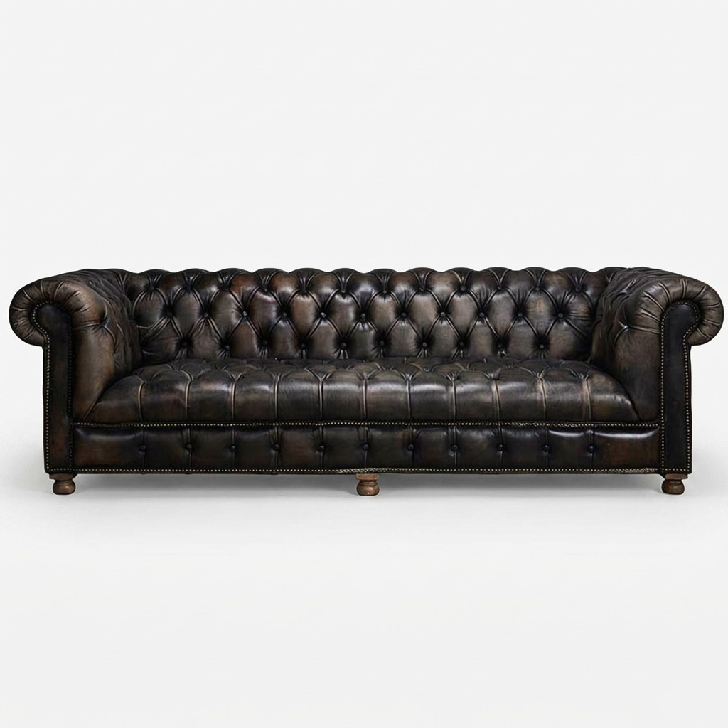 Classic Chesterfield Couch Black English Living Room Couches Sofas Upholstered 5-Seater XXL