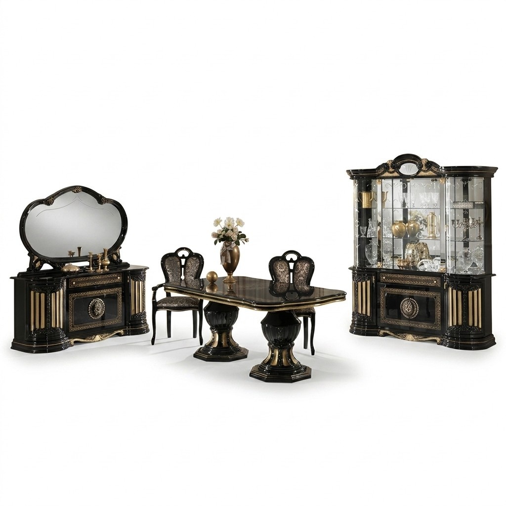 Baroque style made of real wooden rectangular gloss dining table italian furniture