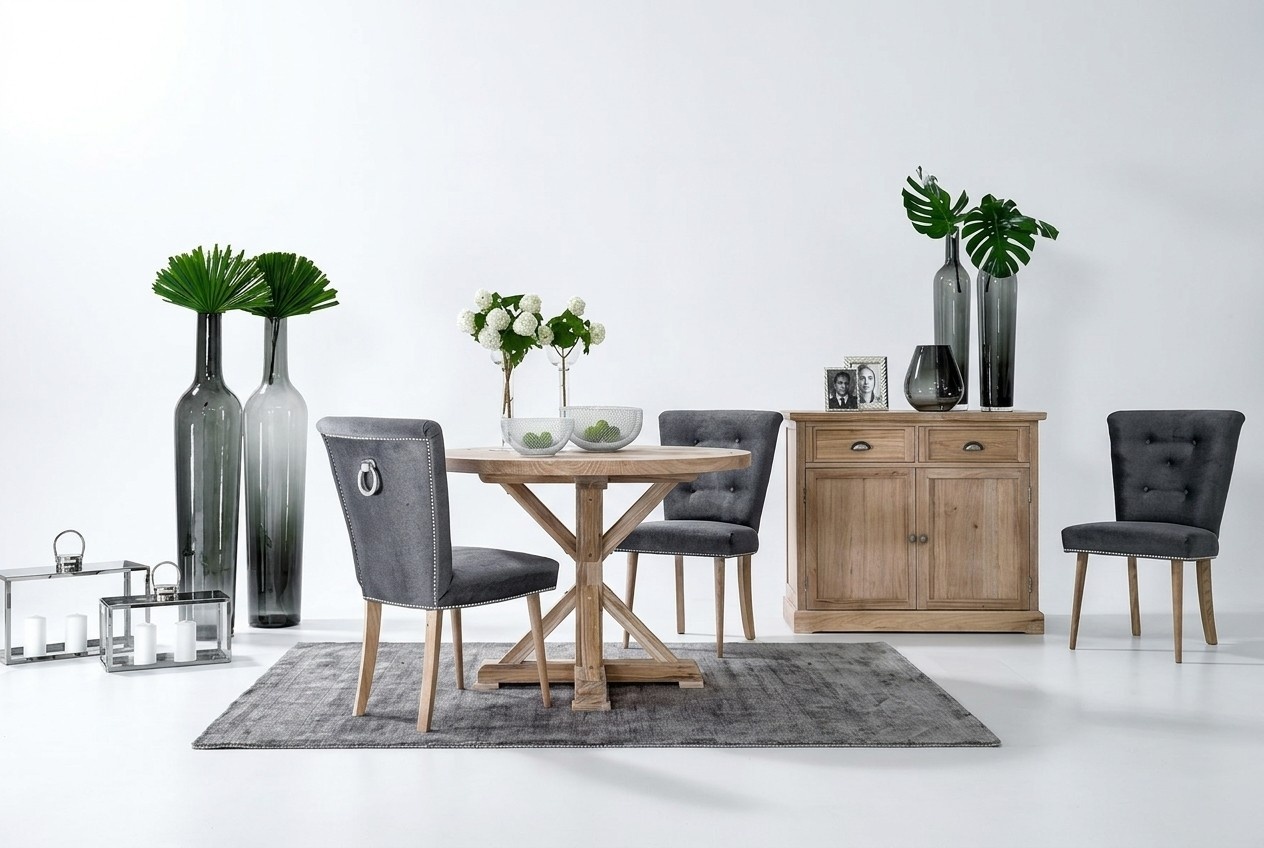 Classic design round table made of real wooden 110 / 140cm dining room New