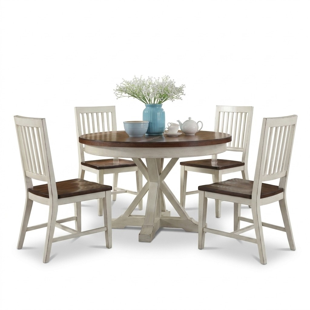 Classic Design Round Table Wood Tables 122x77cm Dining Room Round