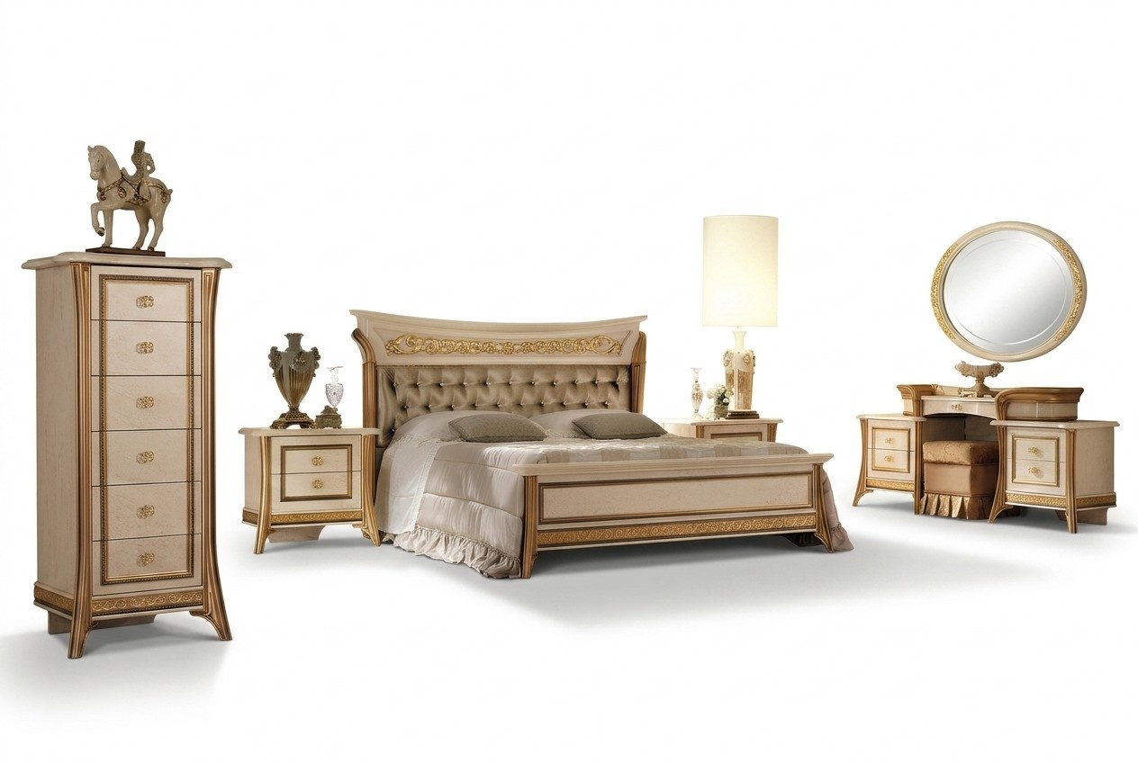 Classic designer wooden bed bedroom noble upholstery furniture double beds new