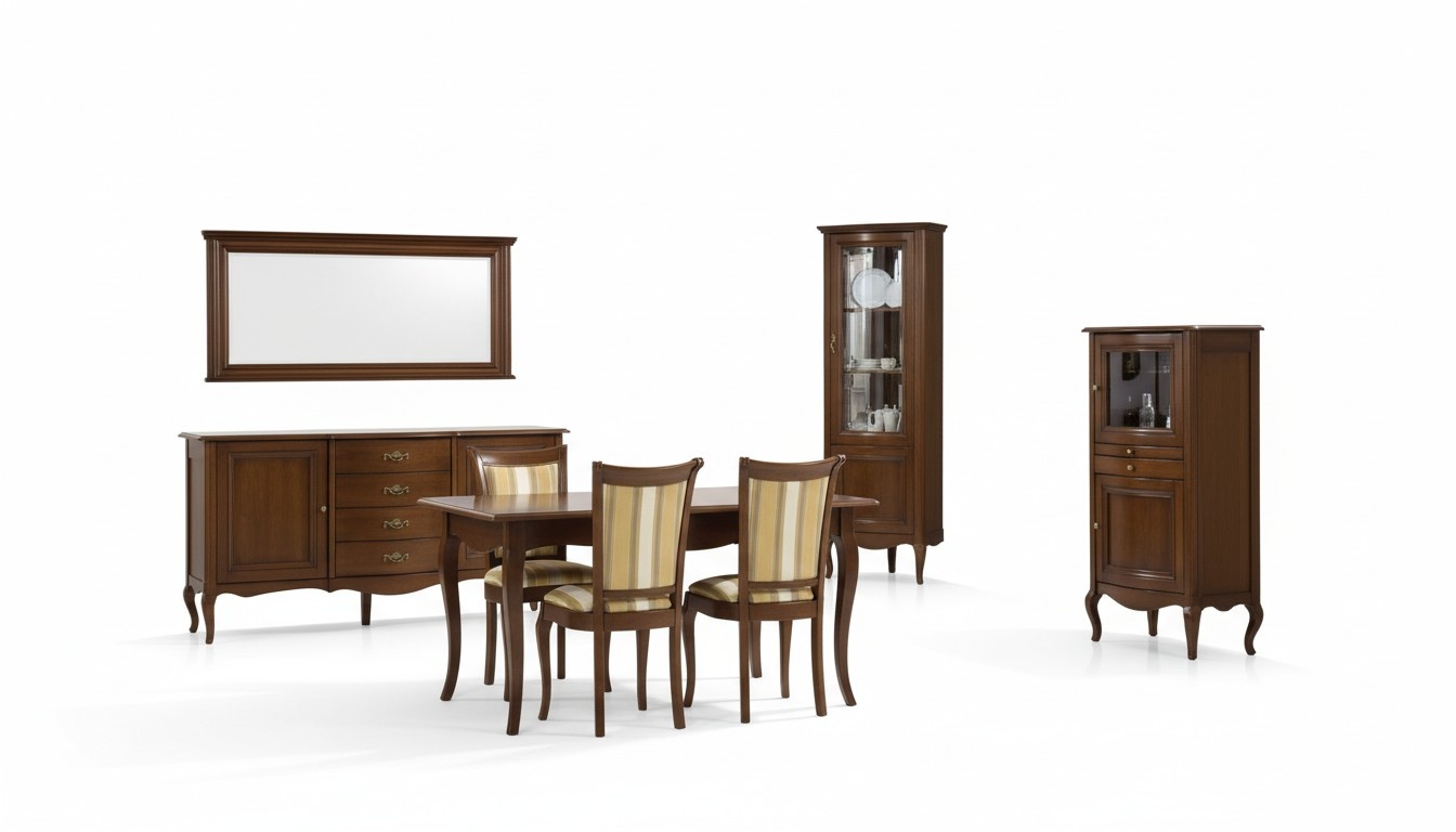 Classic dining room set dresser table chairs showcase living room set Italy new