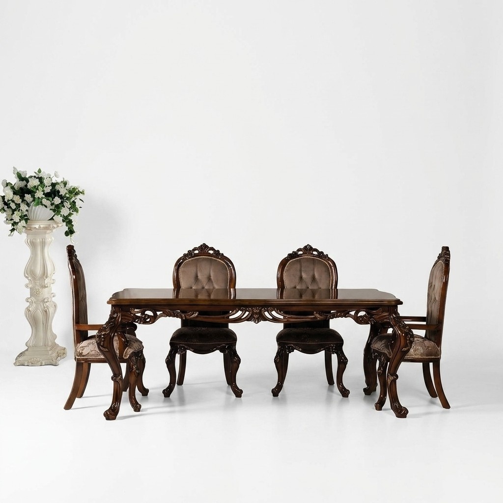 Classic dining room table with 4 chairs Baroque Rococo style furniture