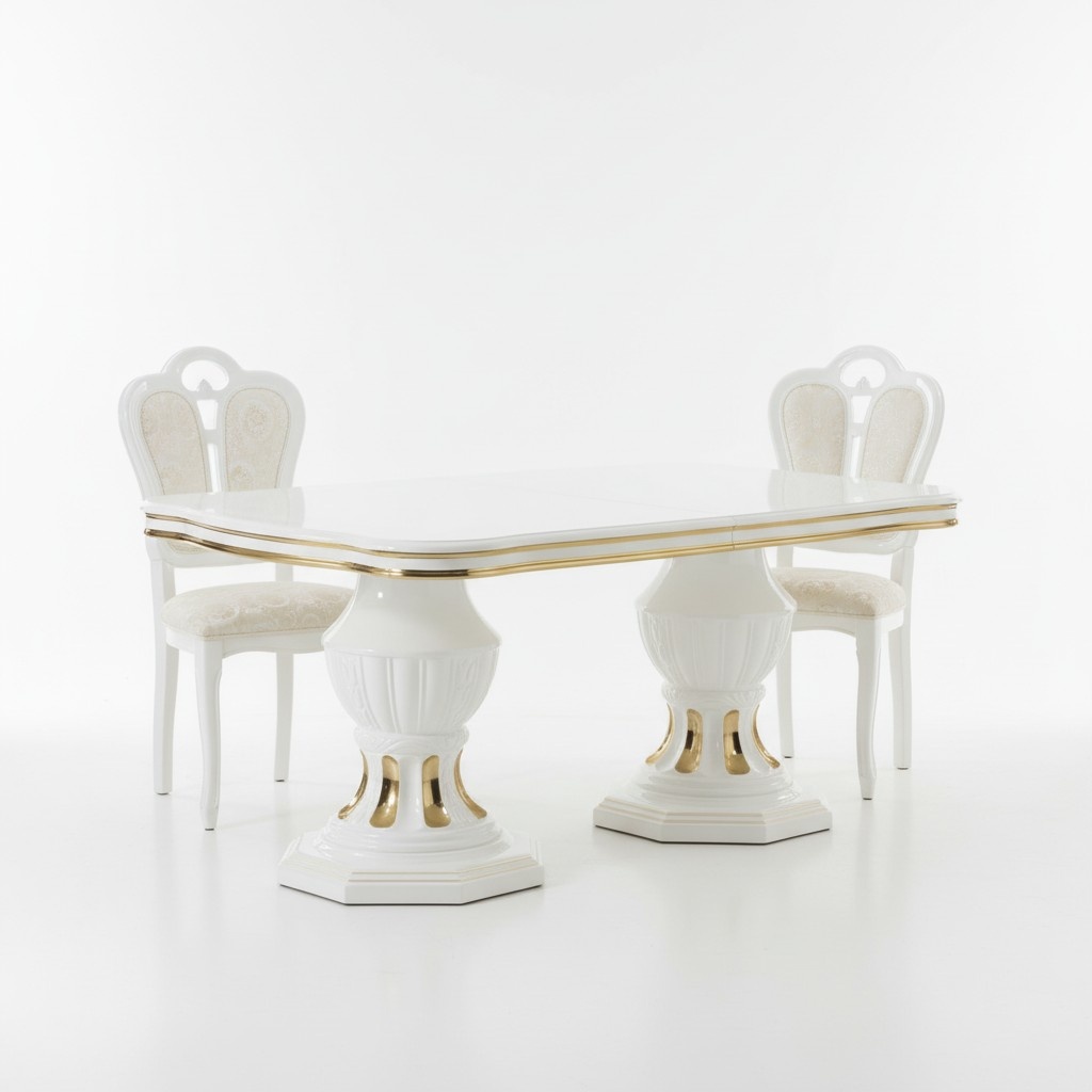 Rococo style living/dining room luxury rectangular dining table, italian furniture