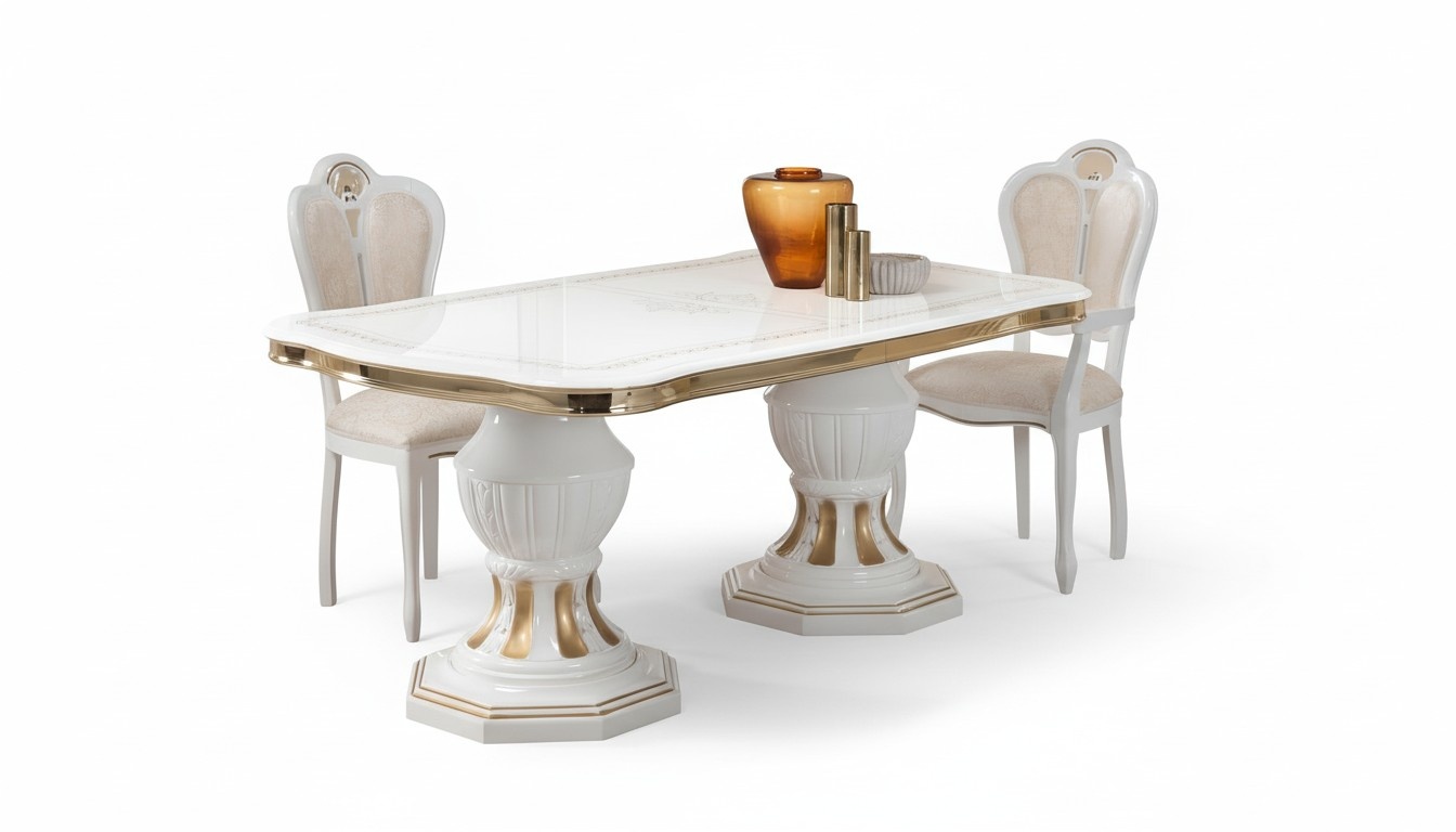 classic dining table living room italian tables style furniture white gold
