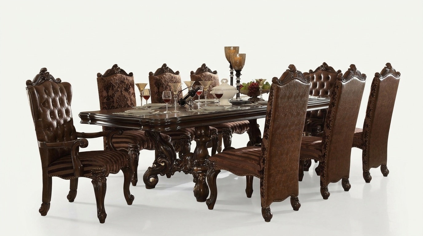Classic Dining Table Wood Dining Room Set 8x Chair Set Chairs 9 pcs Set