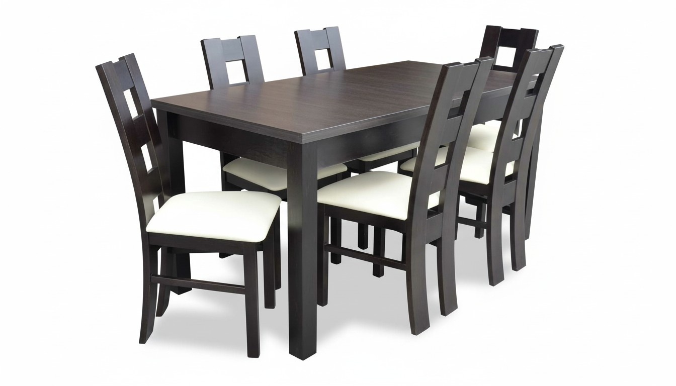 Classic dining table table wood dining room set 6x chairs set 7 pieces.