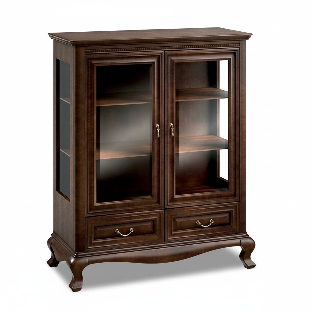 Classic display cabinet display case solid wood vitrines V-W 3-4 glass cabinet