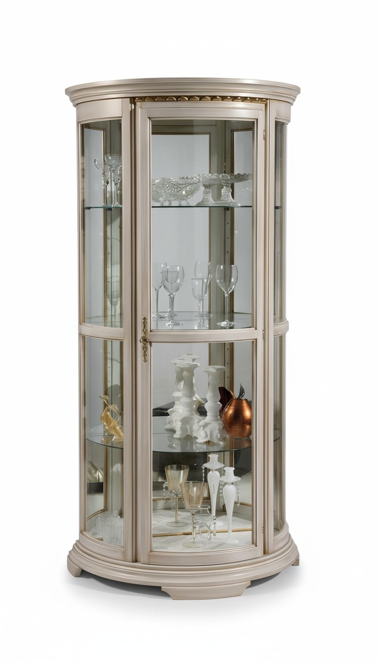 Classic display cabinets glass wood cabinet living room luxury brown