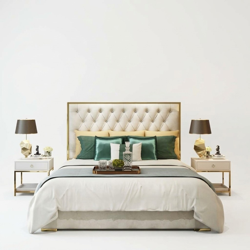 Classic English style bed double textile Chesterfield beds 180x200cm New.