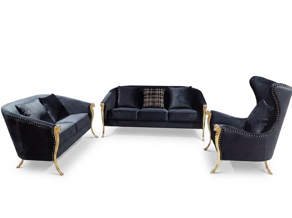 classic golden velvet luxury living room sofa set snakes
