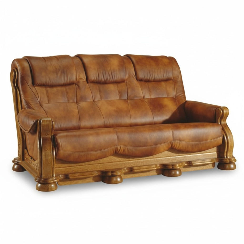 Classic leather couch sofa set complete set 3+2+2 wooden frame upholstered sofa