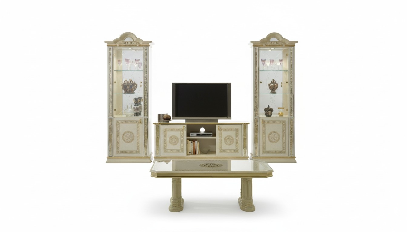 Classic Living Wall Living Room Cabinet Sideboard 2x Showcases Sideboard Lowboard