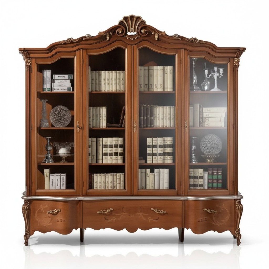 Classic Luxury Bookcase Solid Wood Furniture Display Case Shelf Cabinet Cupboard