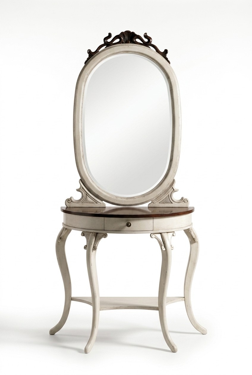 Classic Mirror Dressing Table Console Table Wooden Bedroom 2pcs