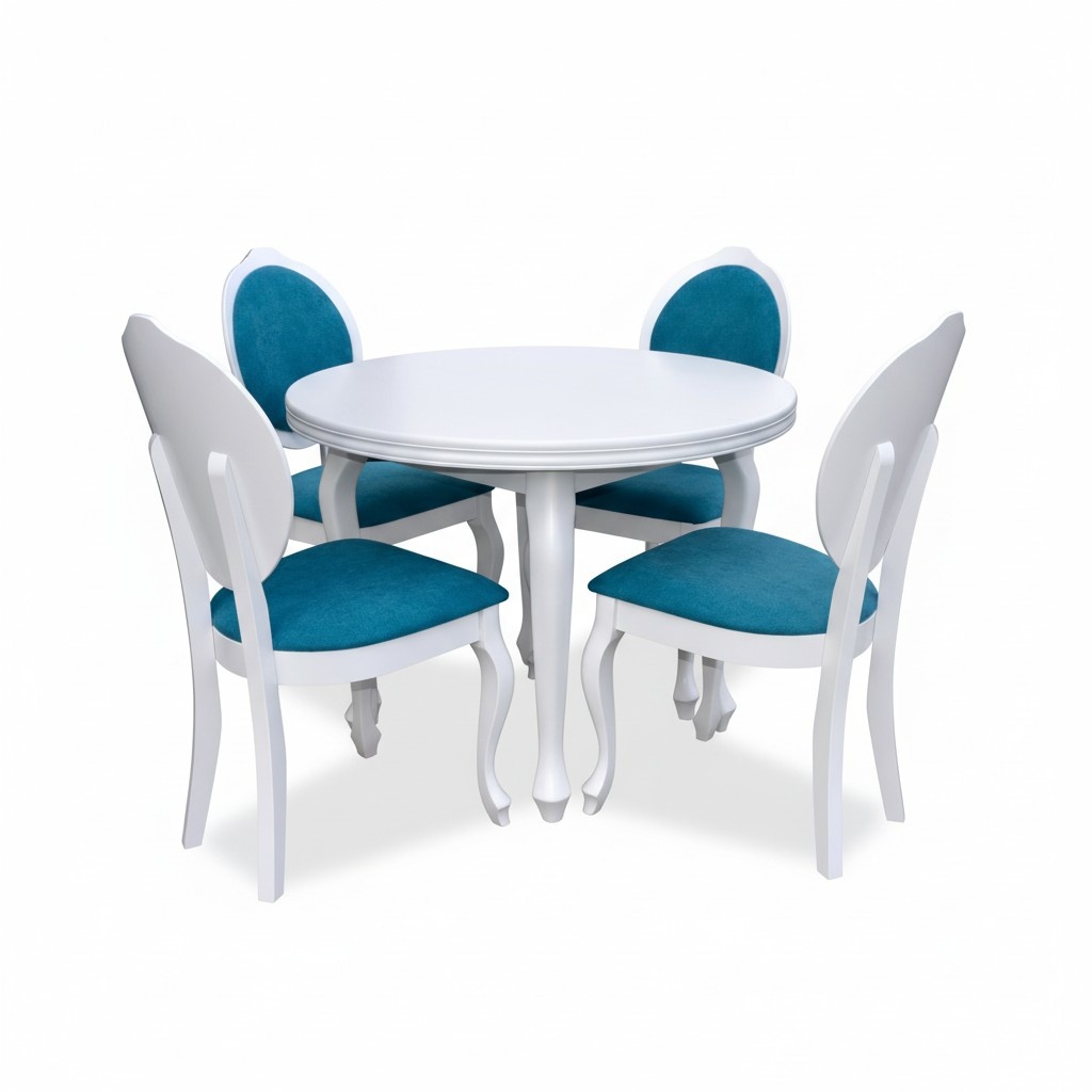 Classic Round Table Wood Design Dining Room Tables + 4 Chairs Conference