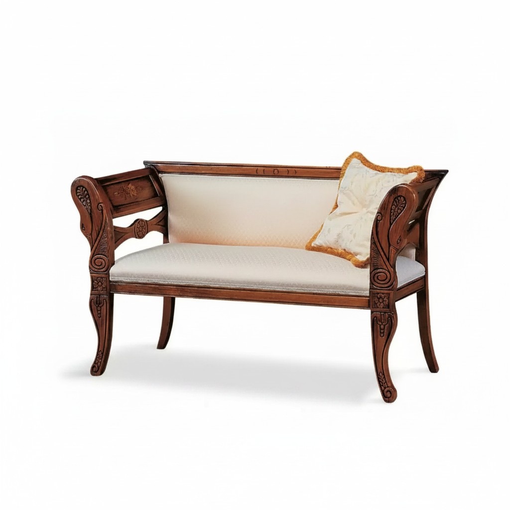 Classic solid wood bench upholstery living room furniture two-seater new