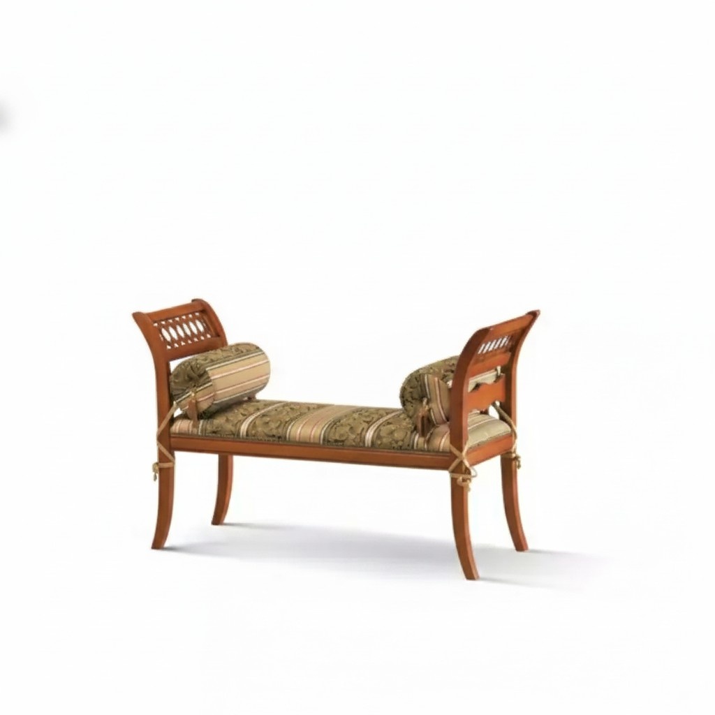 Classic Style Bench Upholstered Furniture Textile Bench Two-Seater Seating Furniture