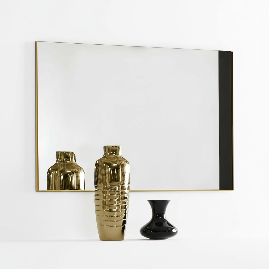 Modern style massive rectangular wall mirror, size 110 * 4 * 90 cm Italian furniture