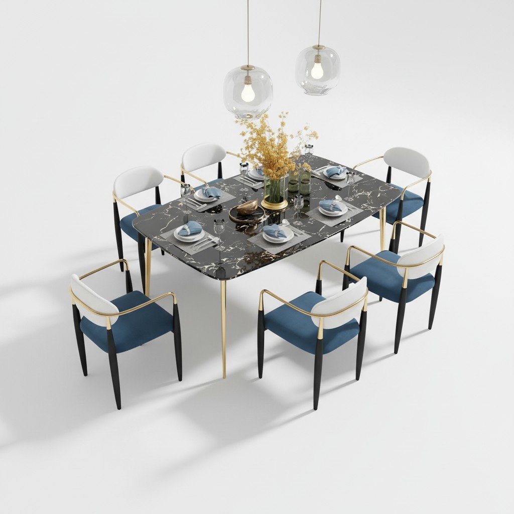 Classic wooden table dining table dining room set 6x chair set chairs Lehn New