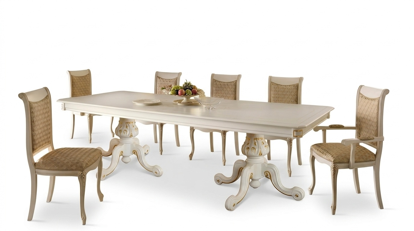 Classic table dining table wood dining room set 6x chair set chairs Lehn New