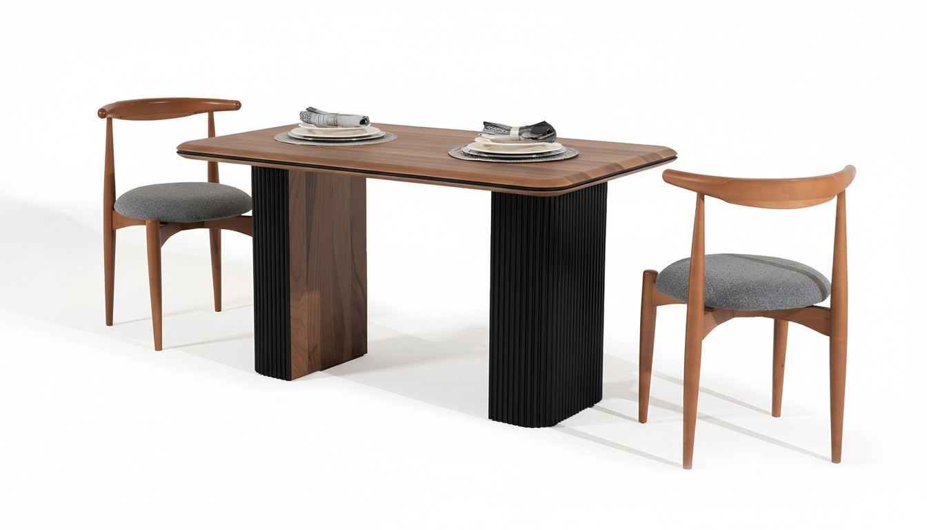 Classicе set dining set dining room dining table chairs 3pcs brown