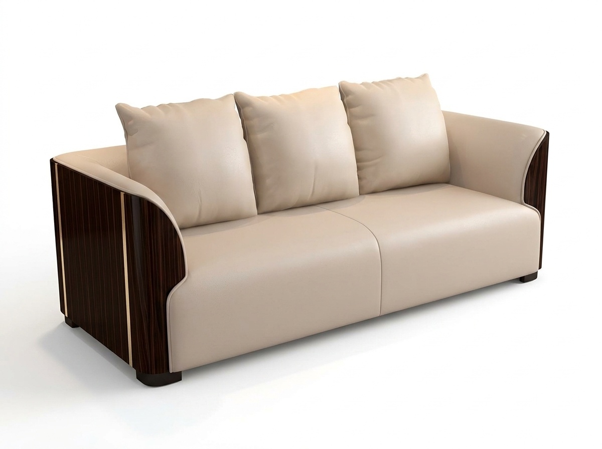 Classic Three Seater Couch Sofa Upholstery Seat 3 Wood Leather Design Sofas New