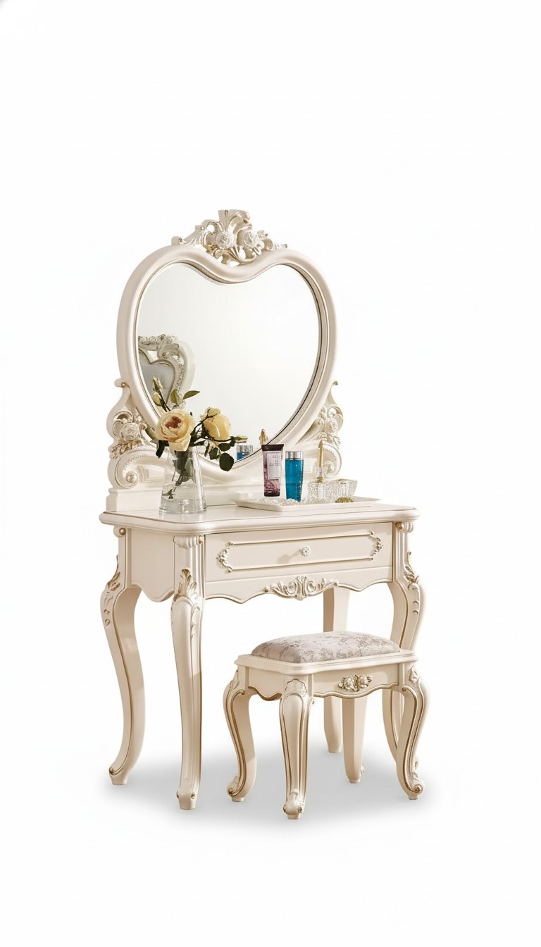 Classic dressing table stool designer wooden furniture set bedroom 2 pieces