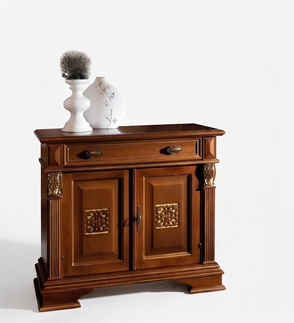 Classic empire style wall unit sideboard with 2-swing doors & a sliding drawers made of real solid wood