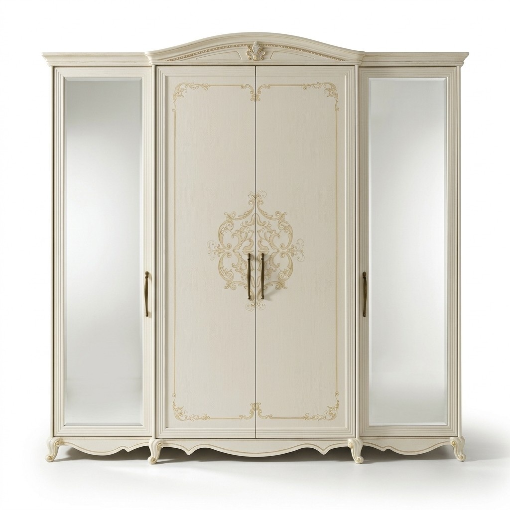 Classic wardrobe furniture natural wood cabinets bedroom design white new